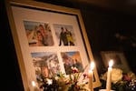 Photos of Terry and Renee Skjersaa at a memorial for the couple in Bend, Ore., on Feb. 23, 2025.