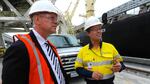 Wyoming Gov. Matt Mead during a June 3, 2014 visit to the proposed site of the Bulk Millenium coal export terminal in Longview Washington.