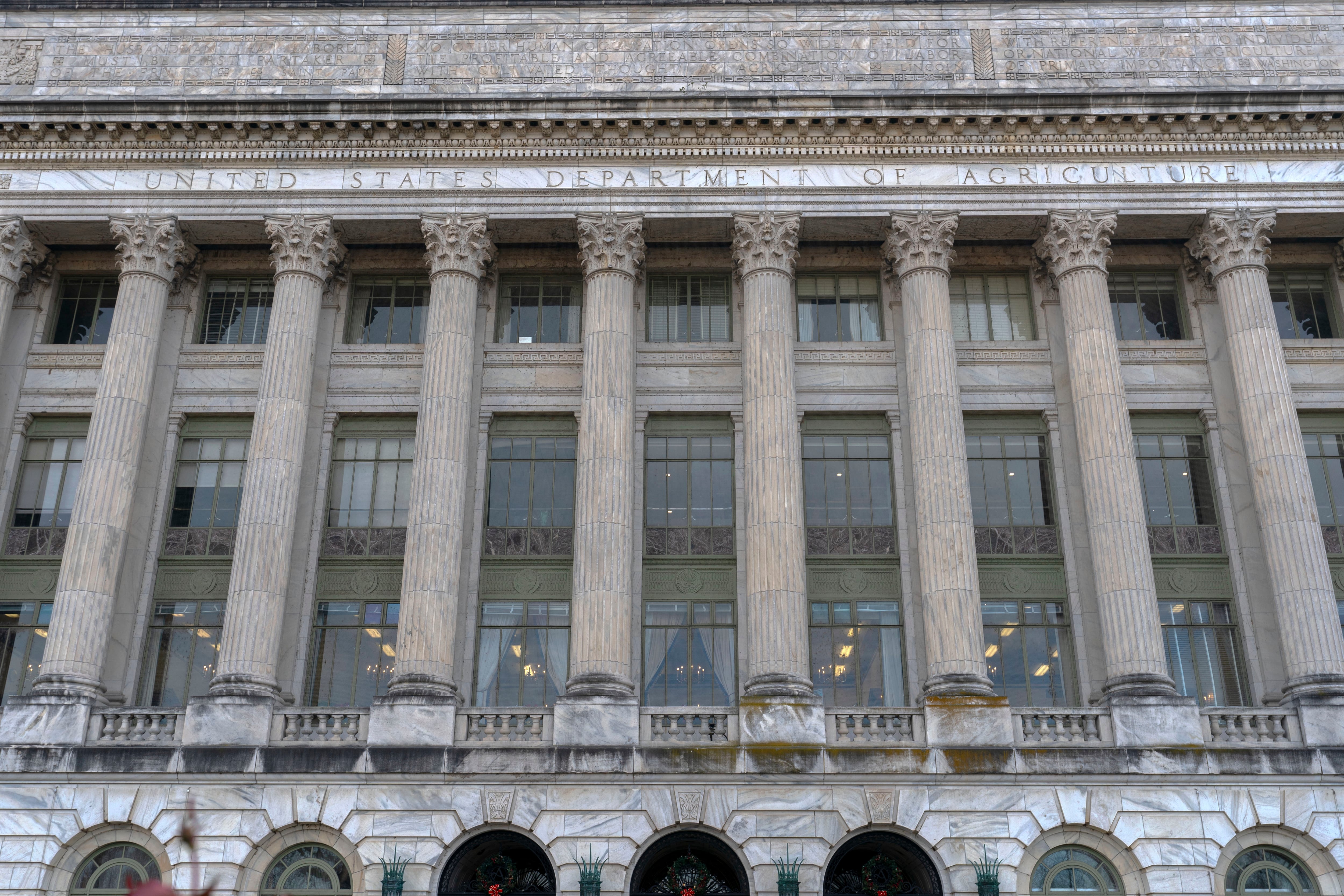 FILE - The U.S. Department of Agriculture building stands in Washington, Dec. 7, 2024.