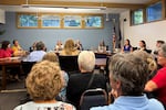 At a meeting Monday, Aug. 10, 2026, Lake Oswego School Board members discuss condemnation of a property recently acquired by SouthLake Church.