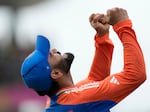 India's Virat Kohli celebrates after the team's win against South Africa in the ICC Men's T20 World Cup final cricket match at Kensington Oval in Bridgetown, Barbados, on Saturday.