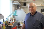 Glass artist Bob Heath, in his home studio. He's used both Spectrum and Bullseye products over the years.