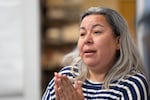 Oregon State Senate Democratic candidate Myrna Muñoz for District 15 speaks at the Washington County Democrats headquarters on Saturday, Sept. 12, 2026.
