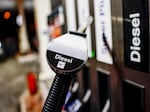 A pump nozzle at a gas station is labeled "Diesel B7" in Schleswig-Holstein, Germany. Much of Europe transportation runs on the fuel.