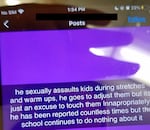 A social media post lists allegations against a middle school teacher in Oregon. According to the district, this case was unsubstantiated. The screenshot was in a document from 2021, which was included in public records obtained by Business Insider and shared with OPB.