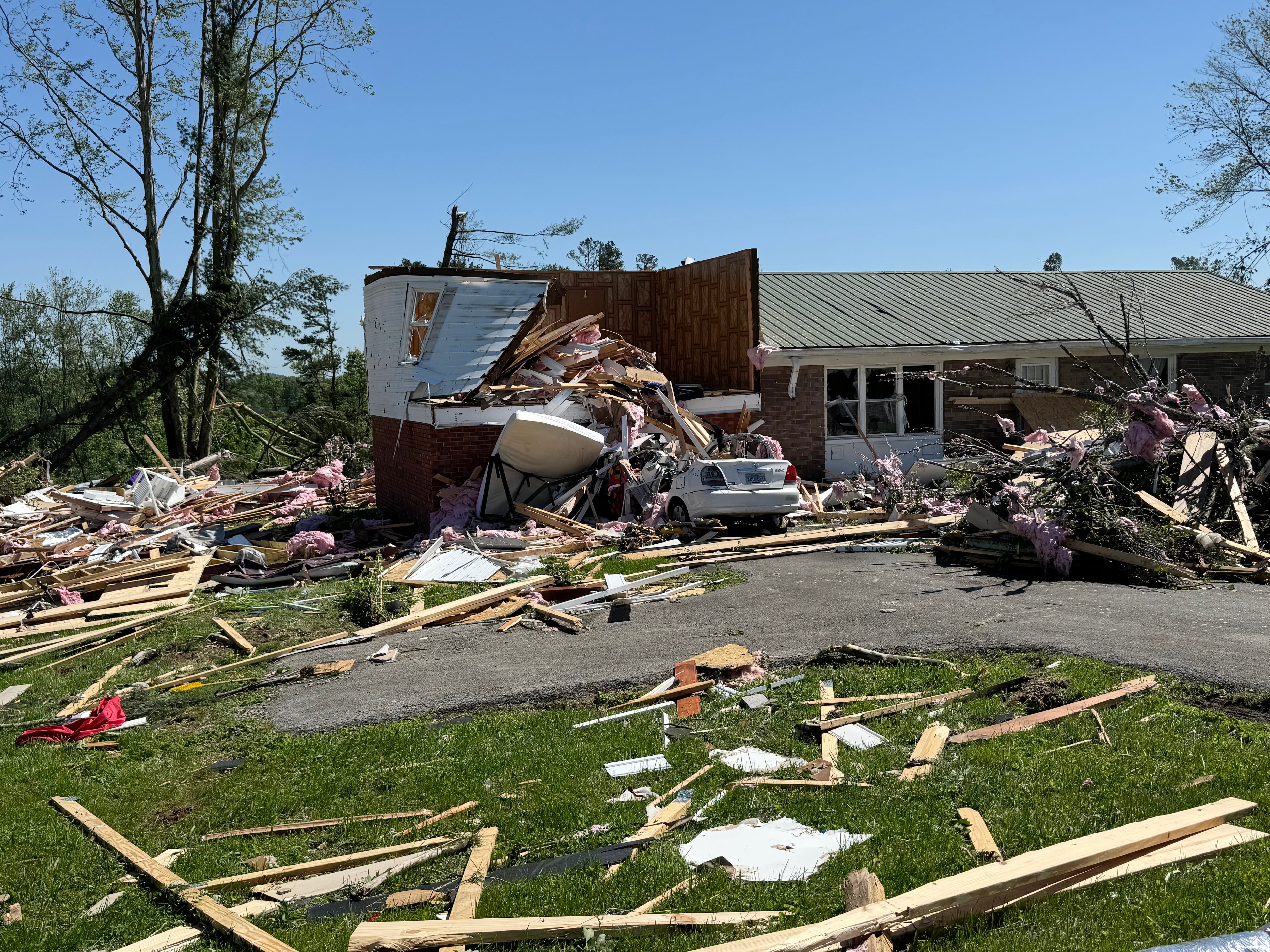A home has been severely damaged by a powerful storm that hit London, Ky., overnight.