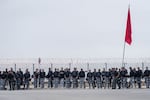 A heavy police and army deployment prepare at the border between Morocco and Spain on August 15, 2026 in Fnideq (Castillejos), Morocco.