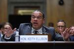 Minnesota Attorney General Keith Ellison speaks during a Senate Homeland Committee hearing on Capitol Hill in Washington, Thursday, Feb. 12, 2026, in Washington.