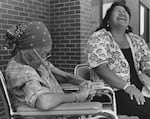 Elizabeth Woody sits with her grandmother Lizzie Pitt in 1986.