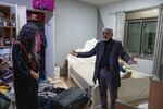 Moneer Zeghayer reacts after Israeli forces searched his home in East Jerusalem, following the celebration of the release from prison of a relative.