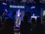 A contestant performs at the “Lit Slam All Stars” at the Taco Loco Mexican restaurant in Kharkiv, Ukraine, on June 1.