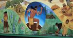 A new mural at Westmoreland Park in Eugene titled "Willamette Wetlands of the Kalapuya" depicts early Indigenous people with native plants.