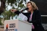 Kirsten Engel, an Arizona Democrat running for U.S. House, speaks during a Women's March rally in Phoenix on Jan. 20.