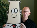 FLE - Scott Adams, creator of the comic strip Dilbert, poses for a portrait with the Dilbert character in his studio in Dublin, Calif., Oct. 26, 2006. Several prominent media publishers across the U.S. are dropping the Dilbert comic strip after Adams, its creator, described people who are Black as members of "a racist hate group" during an online video show.