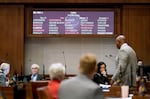 FILE-Members of the Oregon Senate approve House Bill 4002, March 1, 2024, at the Capitol in Salem, Ore. The bill passed in the House the previous day.