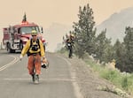 A firefighter on duty at the Rowe Creek Complex Fire in Wasco County, Ore.