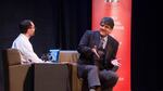 Sherman Alexie speaks with OPB "Think Out Loud" Host Dave Miller at Wordstock at Arlene Schnitzer Concert Hall in Portland, Oregon, Saturday, Nov. 5, 2016.