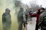 Far right demonstrators clash with police and  counter demonstrators during a demonstration against what they erroneously claim was a fraudulent presidential election in January 6, 2021 in Salem, Oregon.