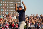 Phil Mickelson celebrates after winning the final round at the PGA Championship golf tournament on the Ocean Course, Sunday, May 23, 2021, in Kiawah Island, S.C.