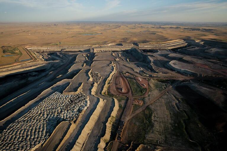 An arial view of a coal mine on public land near Gillette, Wyoming. How much the mine's owner pays taxpayers for the coal it sells depends on a complex set of rules.