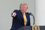 President Donald Trump speaks during a back to school event in the Rose Garden of the White House, Monday, Aug. 24, 2026, in Washington.