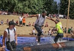 The log roll was the final event of the day for the competing loggers. With temperatures in the upper 90s, the log roll was more than welcomed by the participants.