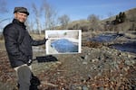 Ranch owner Ian Wilson illustrates the changes designed to make the Wallowa River a better habitat for spawning fish. 