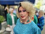 Drag artist Bolivia Carmichaels attends Darcelle XV's memorial on Tuesday at Portland's Arlene Schnitzer Concert Hall. She performed under Darcelle's wing for 20 years.