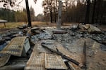 A burned cabin that was destroyed in Washington's 2014 Carlton Complex wildfire.