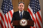 US Secretary of State Antony Blinken delivers a statement to the press after the meeting with the foreign ministers of the Arab Contact Group on Syria in Jordan's southern city of Aqaba on Dec. 14, 2024.