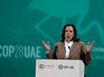 Vice President Kamala Harris speaks at the COP28 U.N. Climate Summit, Saturday, Dec. 2, 2023, in Dubai, United Arab Emirates.