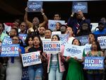 Supporters listen as President Biden speaks during a Black Voters for Biden campaign event at Girard College, Wednesday, May 29, in Philadelphia. Biden won Black voters under 45 with around 80% in 2020. In a recent University of Chicago poll, that support is more of a question in 2024.