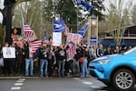 Supporters of President Donald Trump at a March 4 Trump event in Lake Oswego, Oregon, Saturday, March 4, 2017.