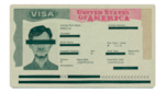 An illustration of a U.S. Visa identity card with the person's identity crossed out.
