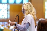 Rep. Vikki Breese Iverson, R-Prineville, on the House Chamber floor at the Oregon State Capitol, May 18, 2021 in Salem, Ore. Breese-Iverson was elected by House Republicans to serve as the caucus leader.