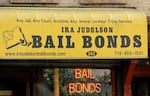 A bail bonds business is shown New York in 2015. Researchers say unaffordable bail levels mean more people are remaining behind bars in local jails.