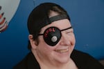 Rebecca Buchanan of Springfield, IL dons a custom-made eye patch at Opening Day of the Women's Pro Baseball League at Robin Roberts Stadium. Springfield, IL, August 2, 2026.