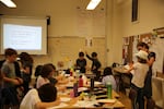 Fourth grade students at the ACCESS Academy work in a classroom in the Rose City Park school building, in June 2017.