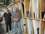 Don Bietschek and Scott Curn, partners in Aquila Art Glass, and instructors at Aquila Glass School. Nearly all raw materials in their shop come from Bullseye.