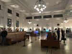 FILE: This 2017 photo shows people inside Seattle's historic King Street station, where Amtrak trains depart for Portland and points beyond.