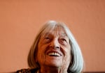 Agnes Keleti, former Olympic gold medal winning gymnast, smiles at her apartment in Budapest, Hungary, on Jan. 8, 2020.