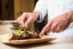 Jason Ball, research chef at the Food Innovation Center, Portland, Oregon prepares dishes made with the ingredient dulse.