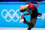Kamila Valieva, of the Russian Olympic Committee, competes in the women's team free skate program during the figure skating competition at the 2022 Winter Olympics, Monday, Feb. 7, 2022, in Beijing. (AP Photo/Natacha Pisarenko)