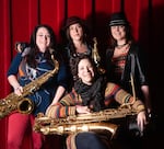 Portland's all-women sax quartet, the Quadraphonnes, shown here in a provided photo. The band will perform the music of the eccentric artist Moondog at the Alberta Rose Theater on Friday, March 7, 2025.