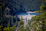 A view of the upper Skagit River and Ross Dam, one of three dams in the Skagit River Hydroelectric Project supplying power to the city of Seattle, on June 7, 2023, in Whatcom County.
