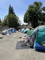 One of the city of Grants Pass' homeless resting sites downtown. Shown on May 15, 2026.