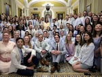 Senators and staff pose for a photo at the U.S. Capitol on Seersucker Thursday, an annual tradition, in June.