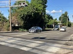 A railroad quiet zone in Salem, seen on May 29, 2025, includes raised concrete medians designed to prevent drivers from going around downed gates.