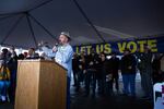 Timber Unity founder Jeff Leavy speaks at a Timber Unity rally at the Capitol in Salem, Ore., Thursday, Feb. 8, 2020. The group is opposing cap-and-trade legislation aimed at reducing greenhouse gas emissions and demands, at minimum, the issue be brought to voters.