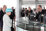 May 18, 2011: Queen Elizabeth II and Prince Philip, Duke of Edinburgh, visit the Guinness Storehouse and watch the pouring of a pint in Dublin, Ireland. The Duke and Queen's visit to Ireland was the first by a monarch since 1911.